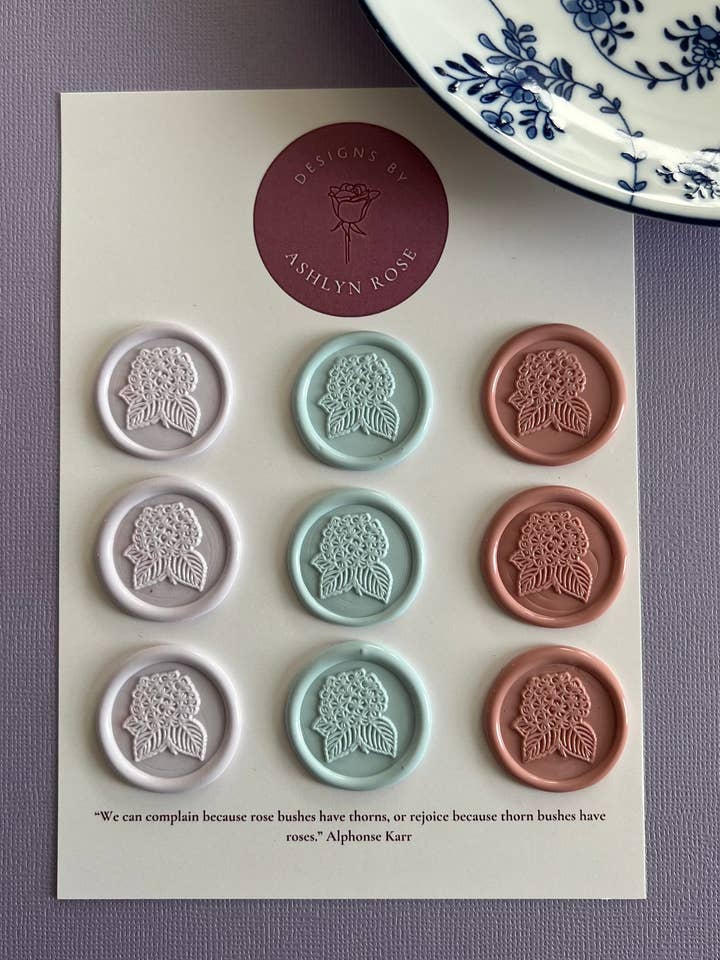 Hydrangea Wax Seals For Wedding Invitations for wholesale by Designs by Ashlyn Rose