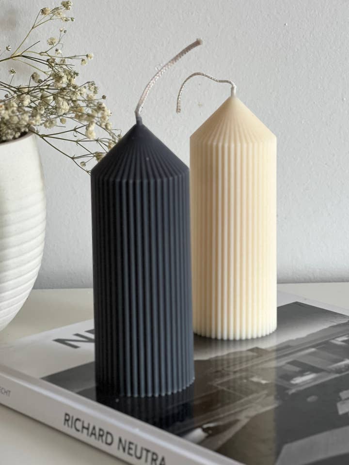 Cone pelare ribbat ljus, bordsdekoration, vårfärg för wholesale av Project Helios