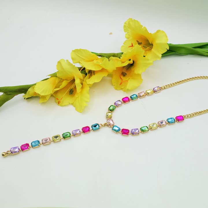 Daemon srls - Wholesale Y-Neck/Lariat Necklace - KELLY -COLLANA CRAVATTINA con pietre sfaccettate - LUCE COLLECTION1