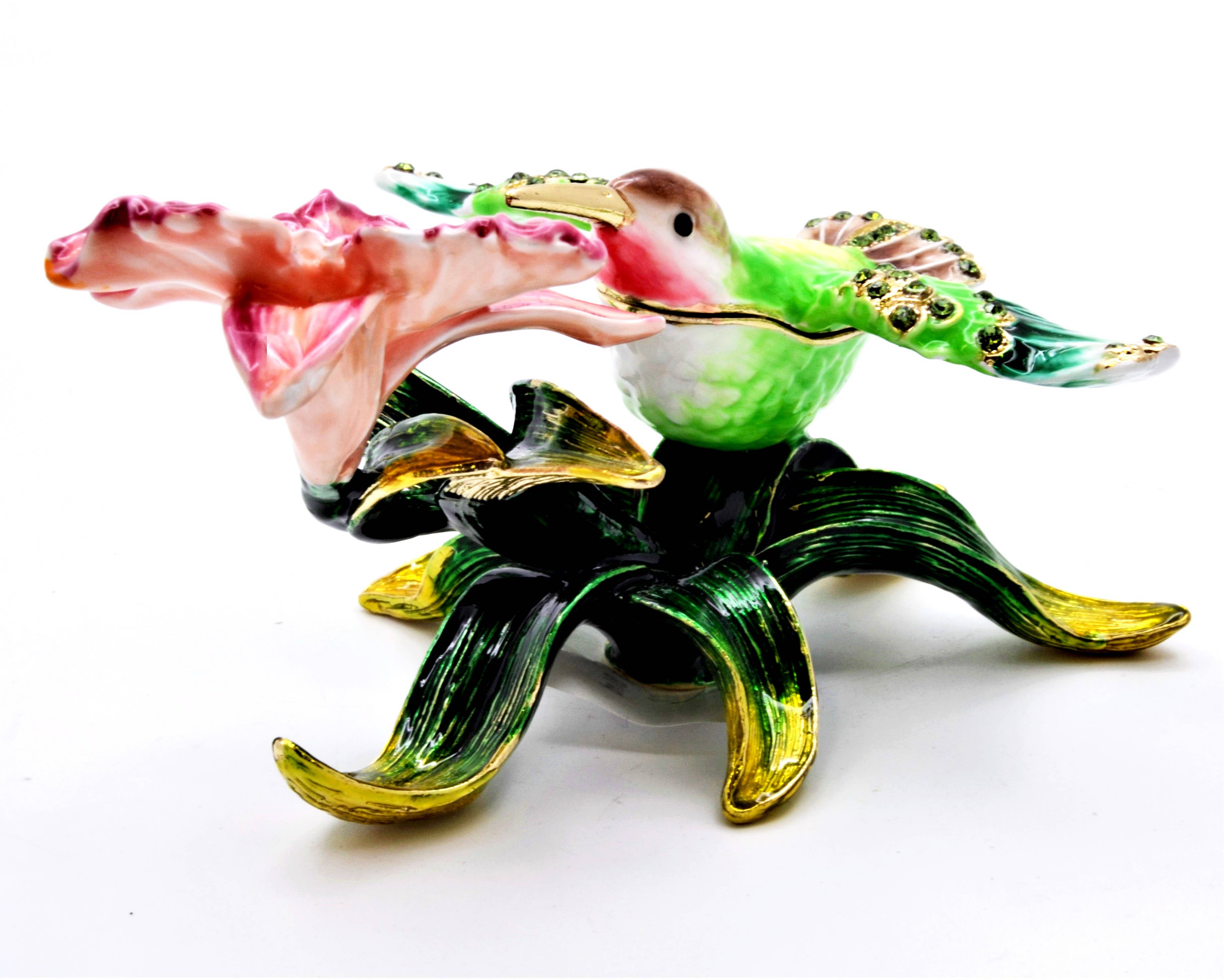 Ciel Collectables - Wholesale Jewelry Box/Organizer - Flying Humming Bird on Branch Trinket Box.Made with Enamel1