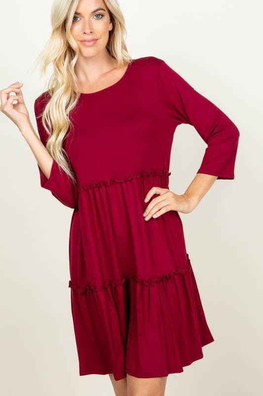 HEIMISH – wholesale Dress – Women's – SD1095S SOLID DRESS WITH RUFFLE DETAIL9