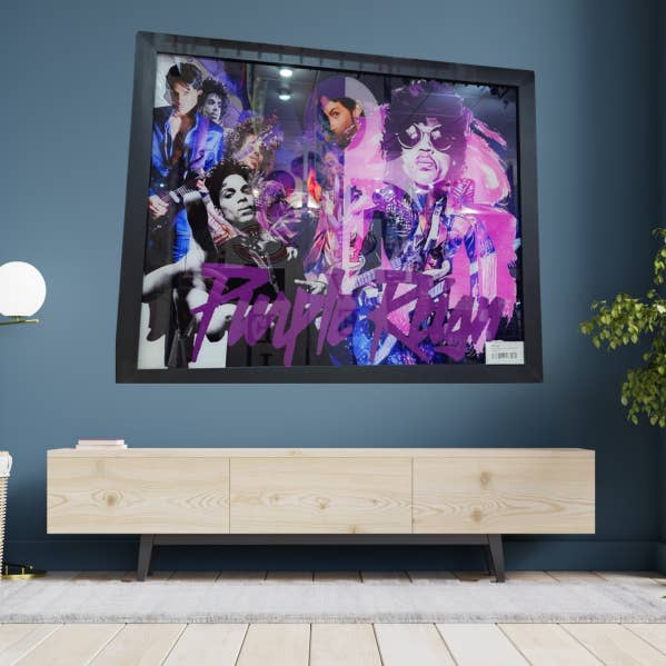 Prince Purple Rain Indrammet 16x20 Glas Print Billede for engroshandel hos Sports Legends and More