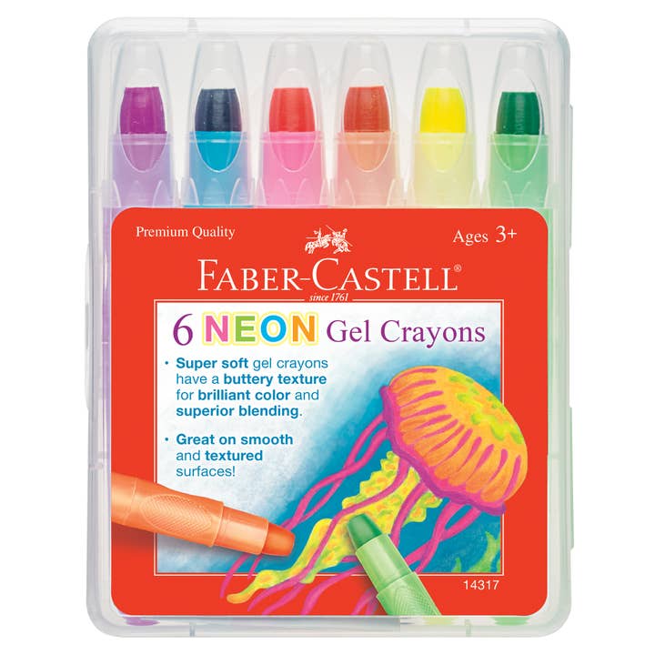 Faber-Castell / Creativity for Kids - Wholesale Crayons - Kids & Baby - 6 Neon Chunky Gel Crayons in Storage Case for Kids