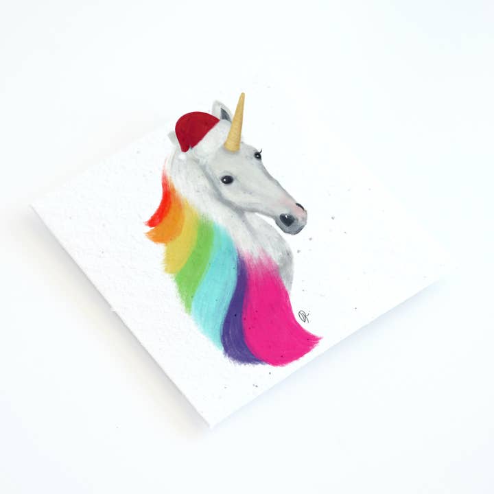 Unicorn kerstkaart/Zero Waste & Handmade voor wholesale door Gabriella Rizzo Studio
