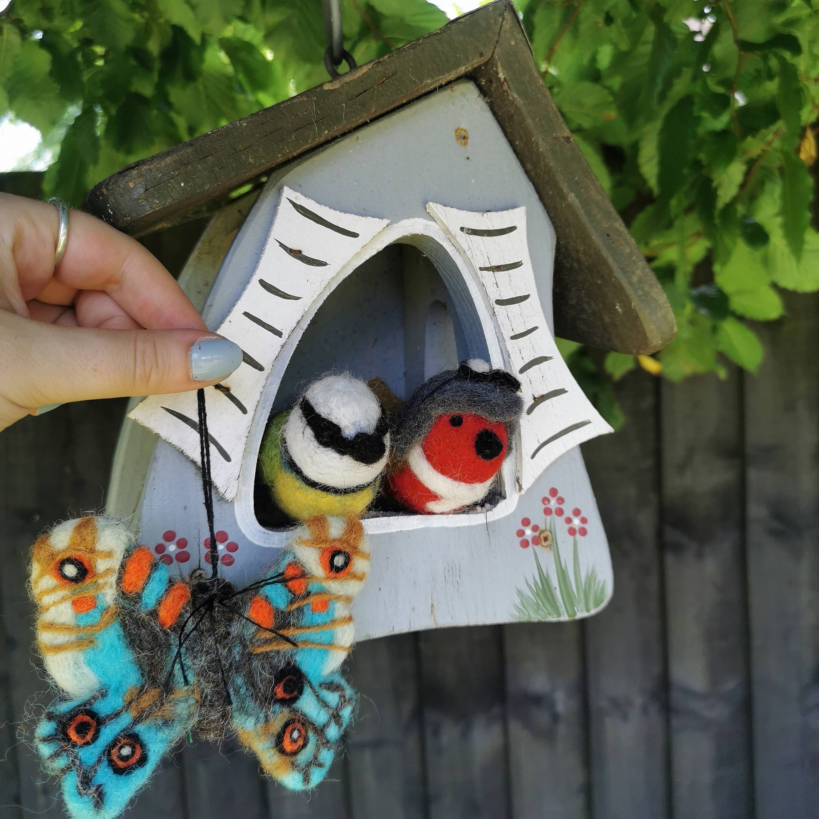 Felt So Good – wholesale Ornament – Bella the Blue Tit Biodegradable Easter Hanging Decoration3