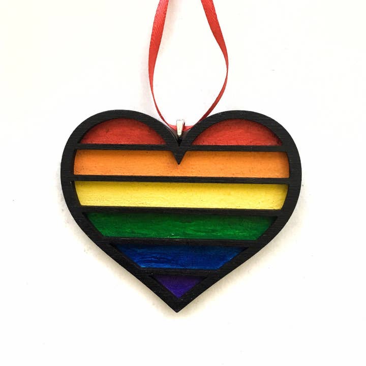 Gay Pride Ornament or Magnet - LGBTQ - Hand Painted Wood for wholesale by Toad Hill Farm