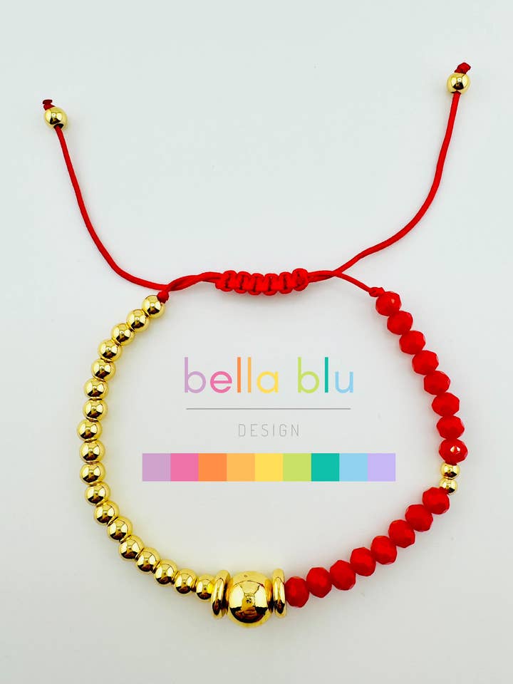 Mia rött pärlarmband i 18k guldfyllt armband för wholesale av Bella Blu Designs