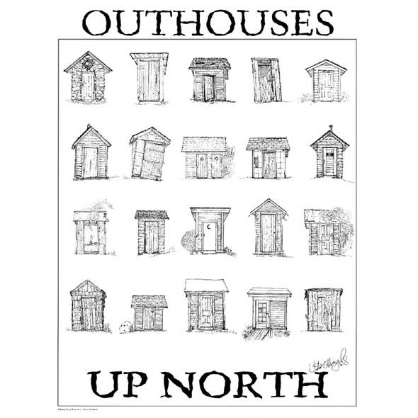 Outhouses UP North Poster for wholesale by Avery Color Studios, Inc.