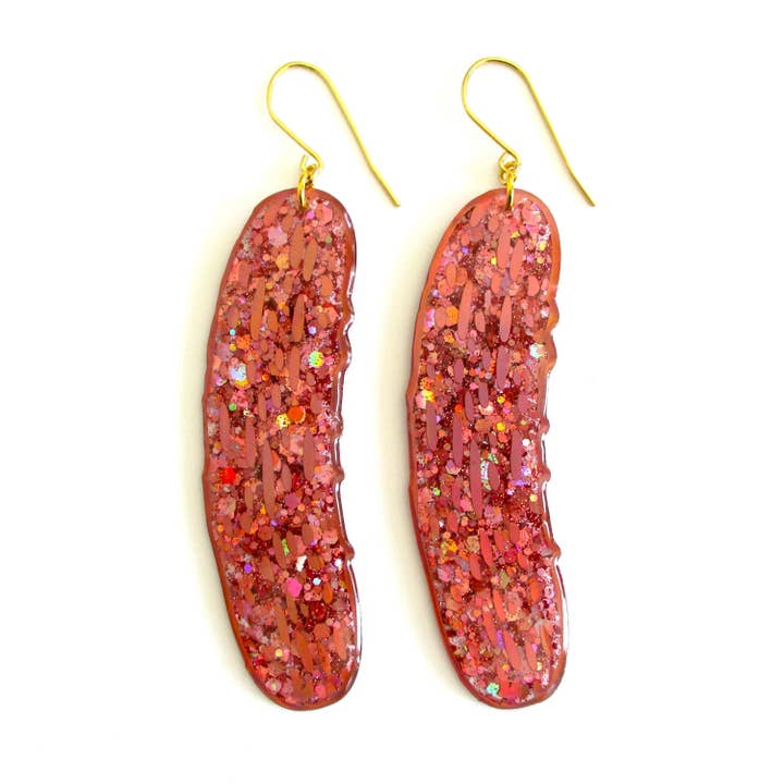 Stora rosa glittriga inläggningsörhängen för wholesale av Wuve