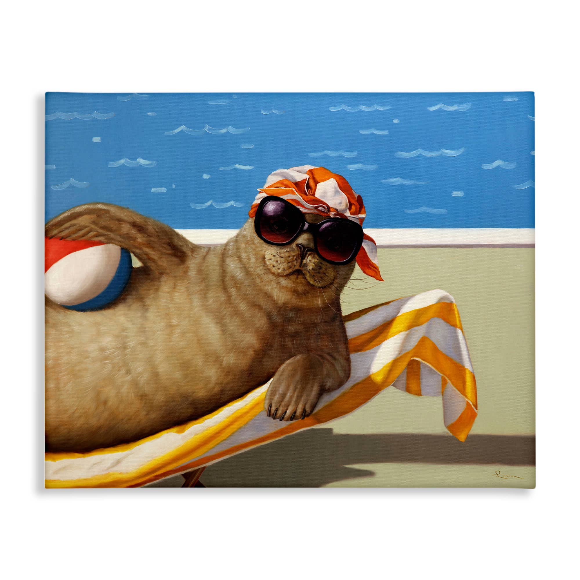 Stupell Industries – wholesale Väggskylt – Säl med strandboll - Oinramad väggkonst8