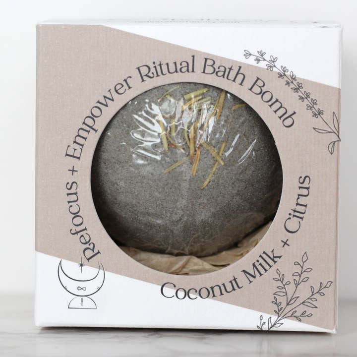 Refocus + Empower Ritual Bath Bomb | Milk + Citrus Luxury for wholesale by Red Cat Apothecary