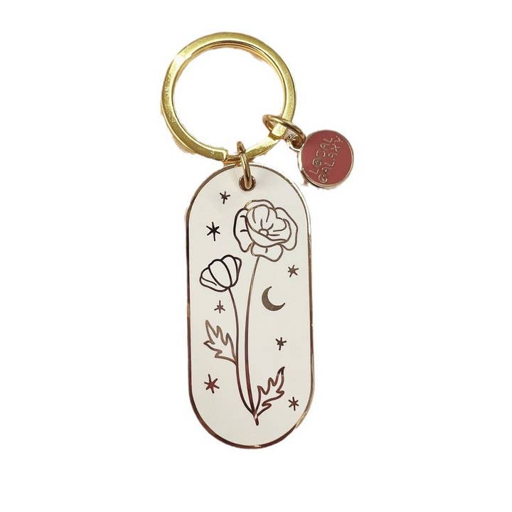 ACCITY - Wholesale Keychain - Women's - Botanical Enamel Keychain with Birth Flower_CWMM983814