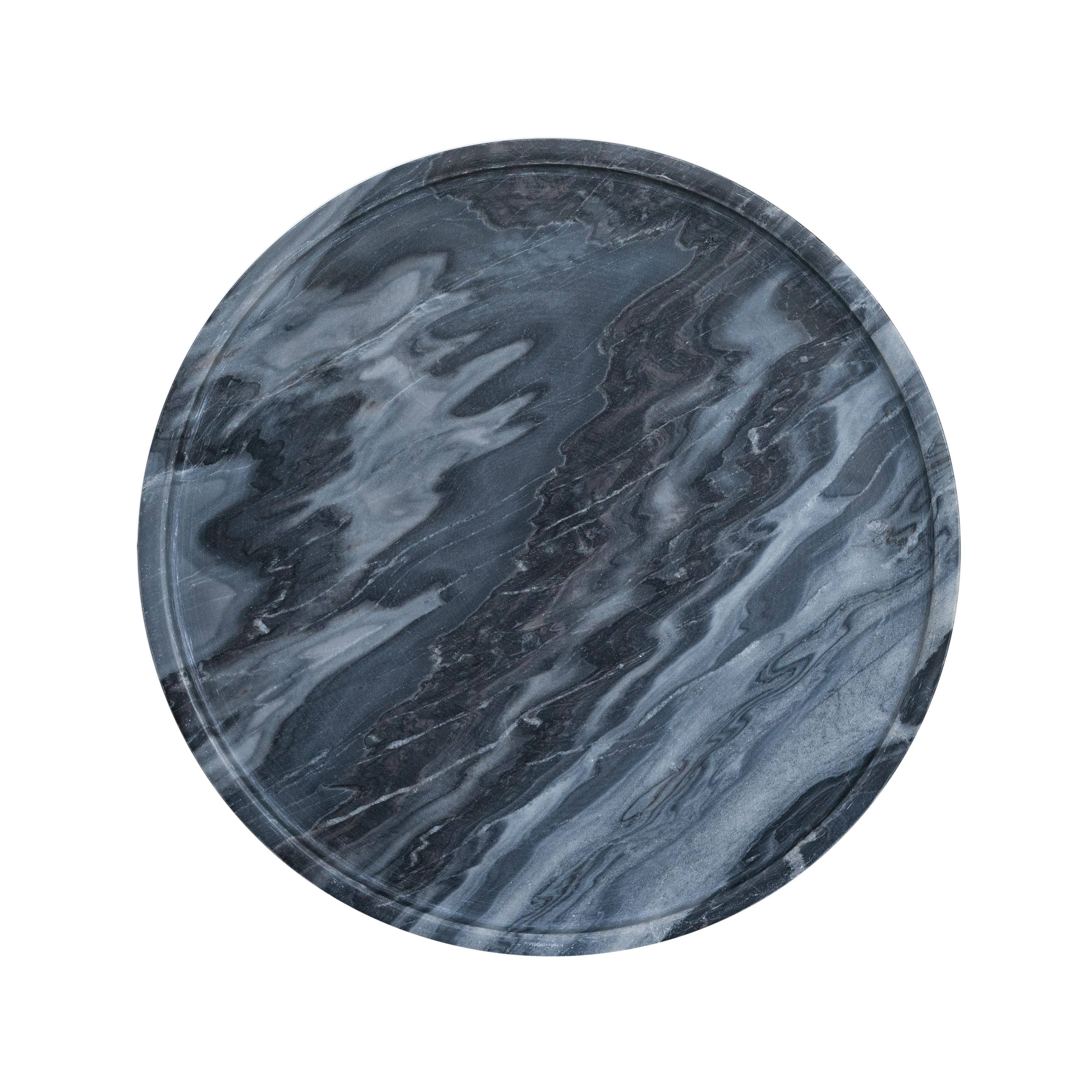 A&B Home Group Inc. - Vente Tables d'appoint - Table d'appoint ronde en marbre D14x20" avec structure en métal - Gris/Or2