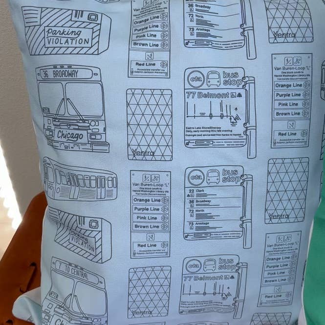 18'' Cotton Pillow Sham - Chicago Transit for wholesale by Lettering Works