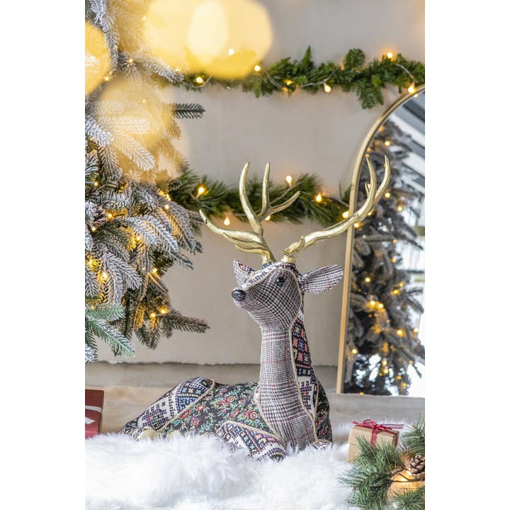 A&B Home Group Inc. - Wholesale Christmas Decoration - 22.5x13.8x23.5" Luxe Lounging Velvet Deer Figurine