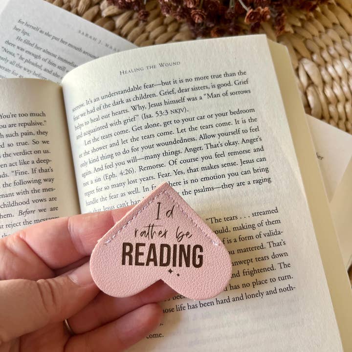 Rustic Raleigh - Wholesale Bookmark - I'd rather be reading Leather Heart Bookmark Ear
