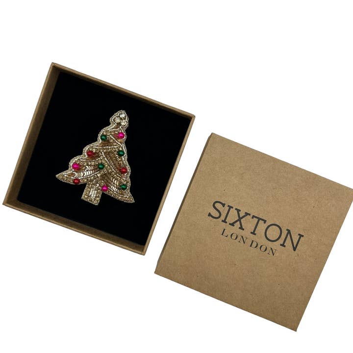Sixton London - Wholesale Brooch - Kitsch Christmas Tree embroidered brooch / pin2