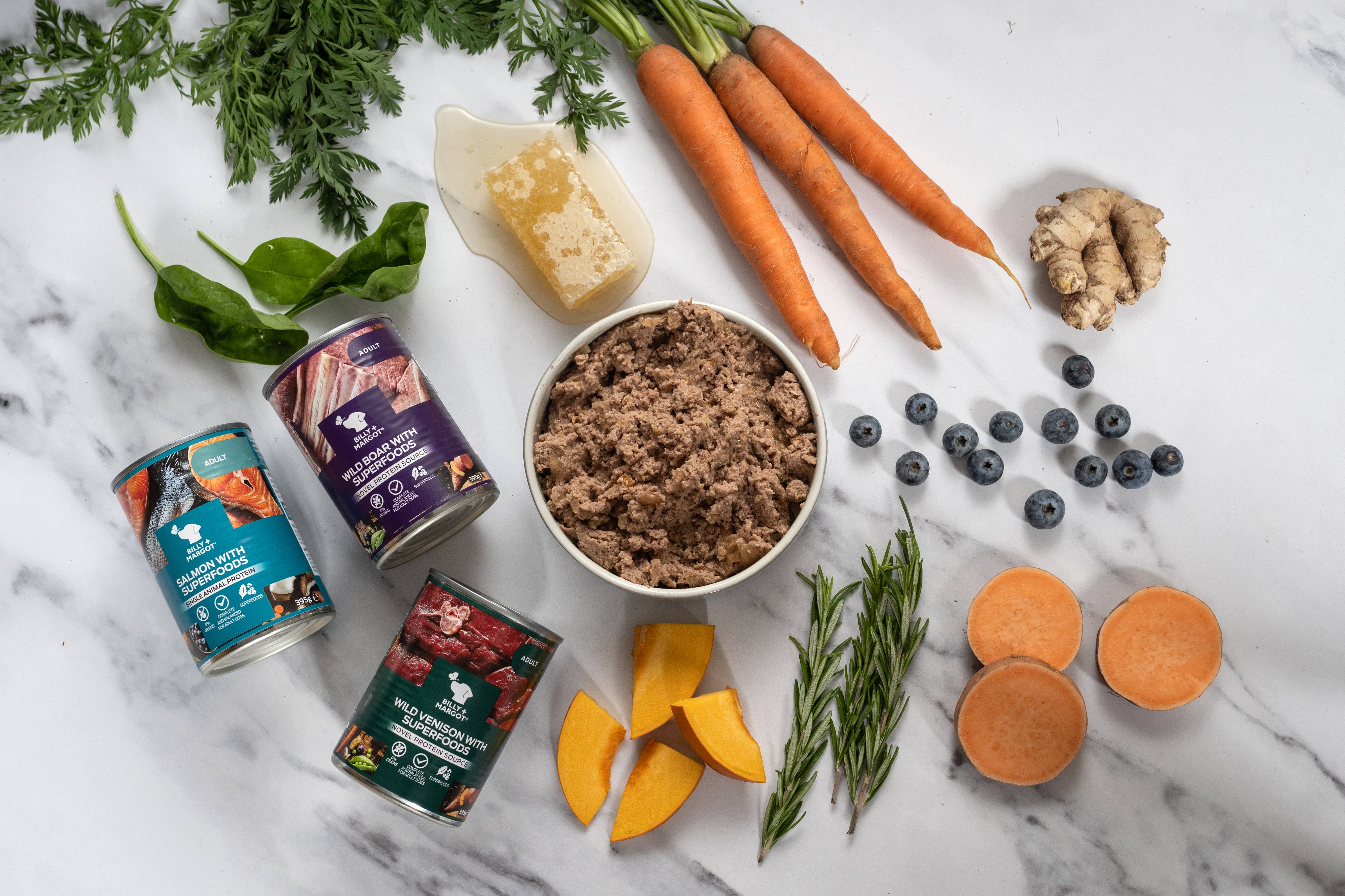 Billy + Margot – wholesale Pet food – Dog – Multipack Plus Canned Dog Food - Salmon, Venison + Wild Boar1