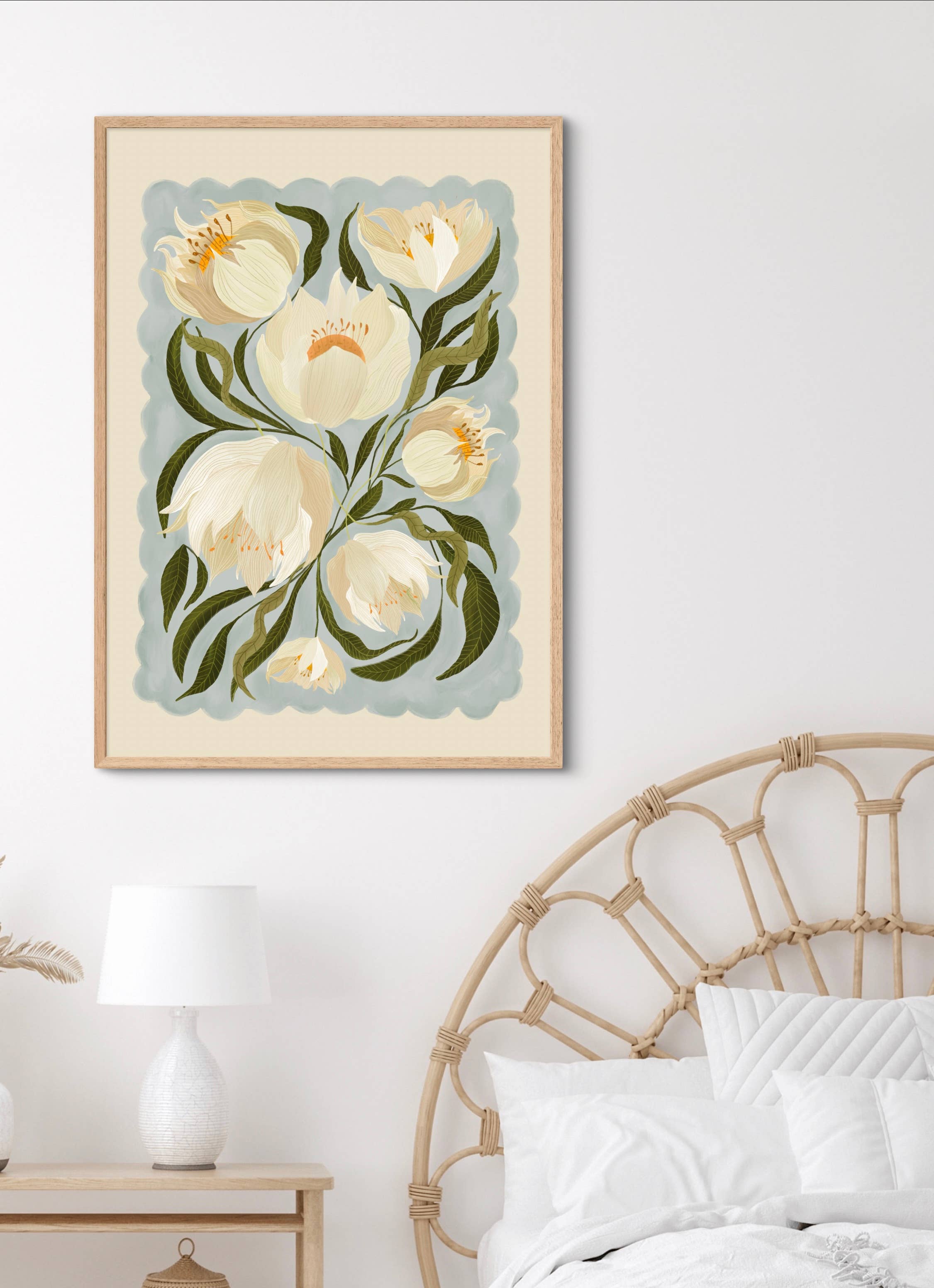 Kate Fox Design – Großhandel Kunstdruck – Weiße Pfingstrose, Kunstdruck, neutraler Druck, handgezeichnet, skurril3