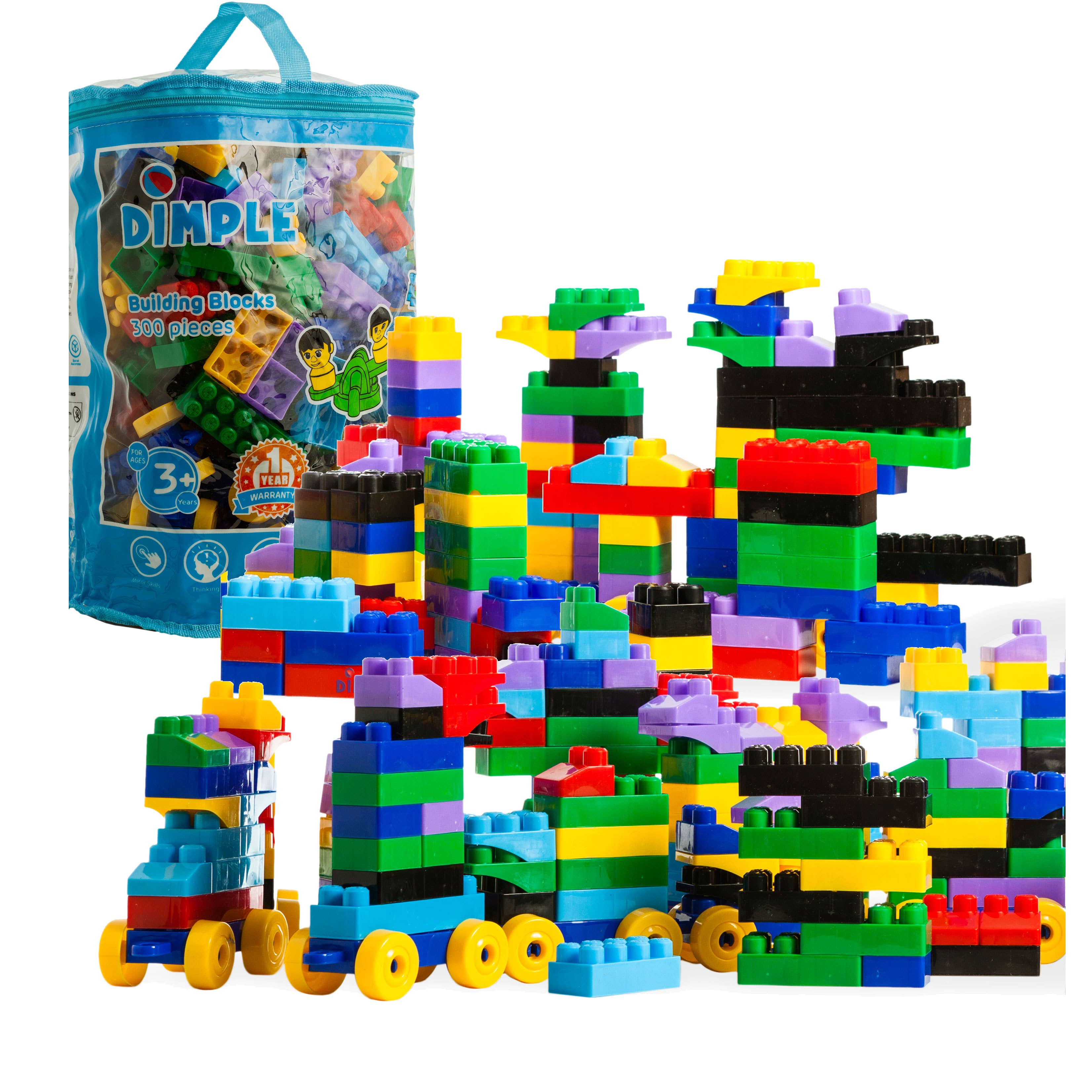 Dimple - Wholesale Building Set - Kids - Pack of 300 Pieces Soft Plastic Multi Colored Building Block0