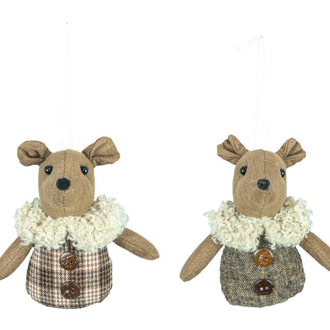 Hanna's Handiworks - Wholesale Ornament Set - WINTER COAT MOUSE ORNAMENT 2 ASSORTED