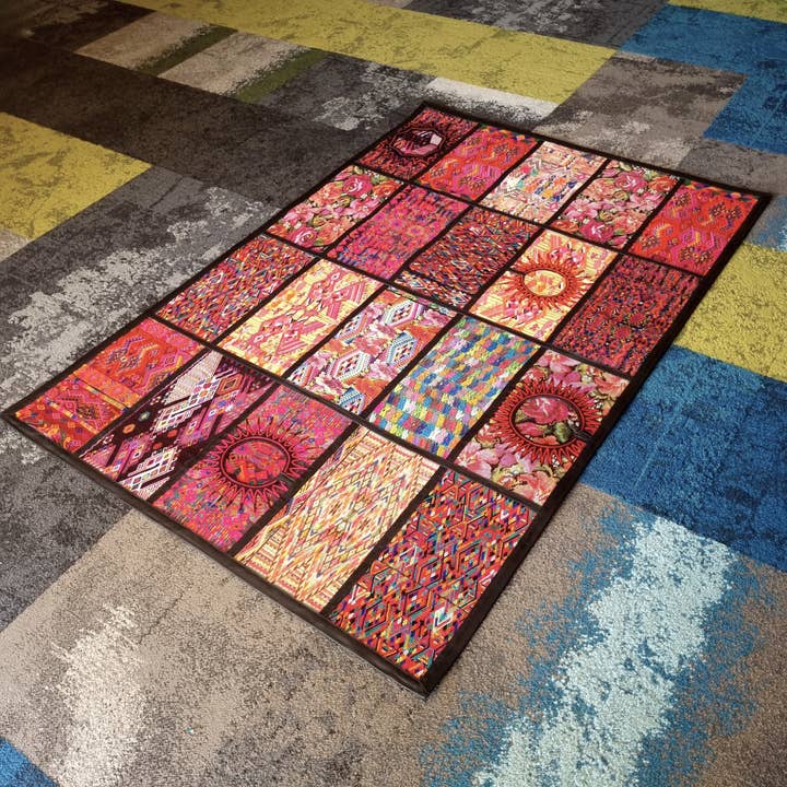 Achiote Guatemalan Goods - Wholesale Area Rug - handmade Huipil area rug