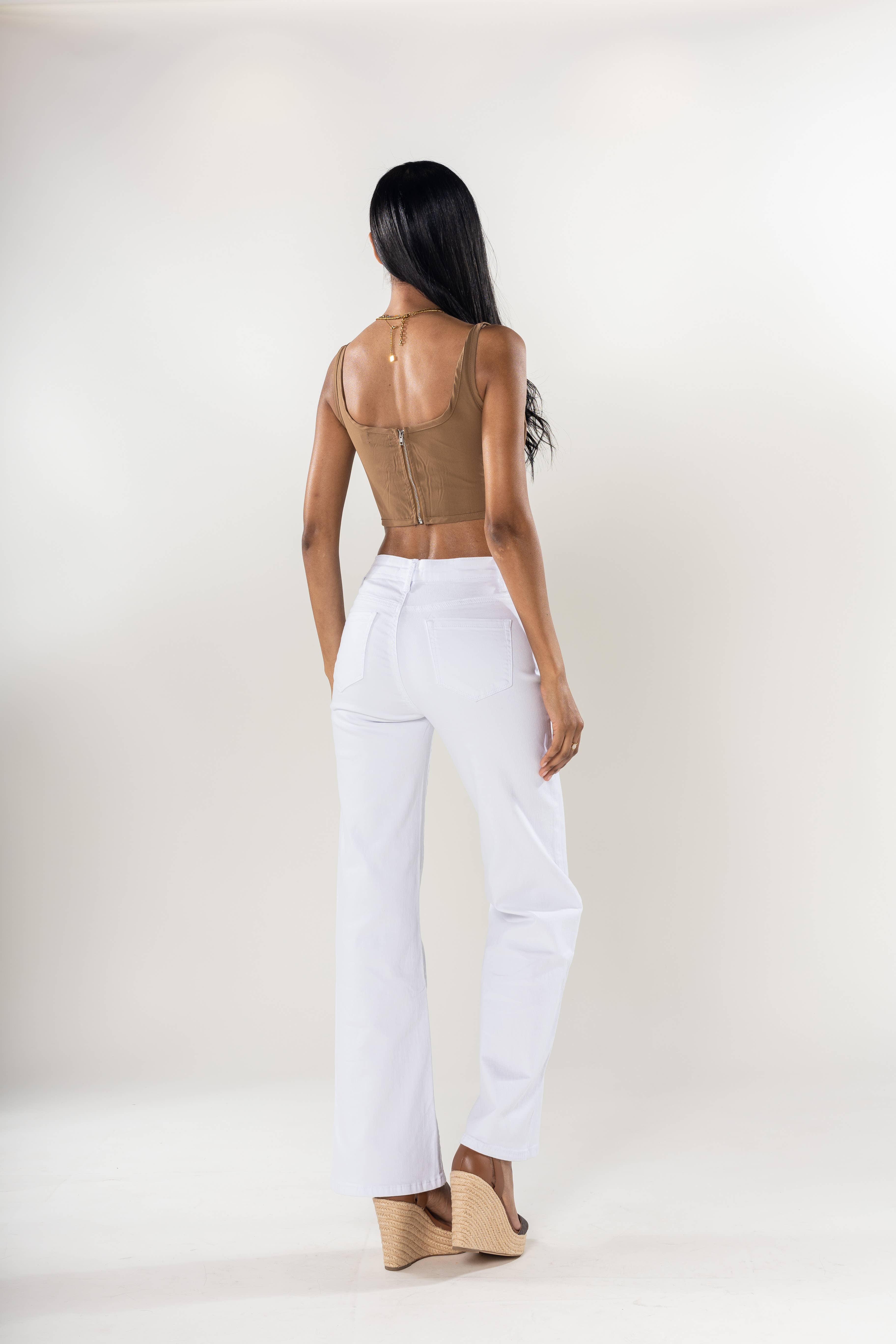 Nina Carter - Vendita all'ingrosso Jeans - Donna - Jeans a vita alta a zampa con tessuto elasticizzato P08016