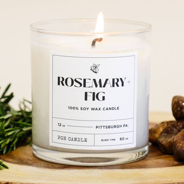 Candela riempita con rosmarino e fico, 12 once per la vendita all'ingrosso da parte di PGH Candle