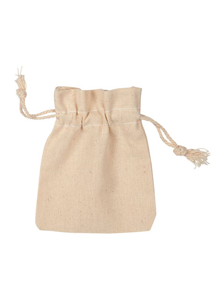 3"W X 4"H Natural Cotton Drawstring Pouches - Pack of 10 for wholesale by Store Supply Warehouse