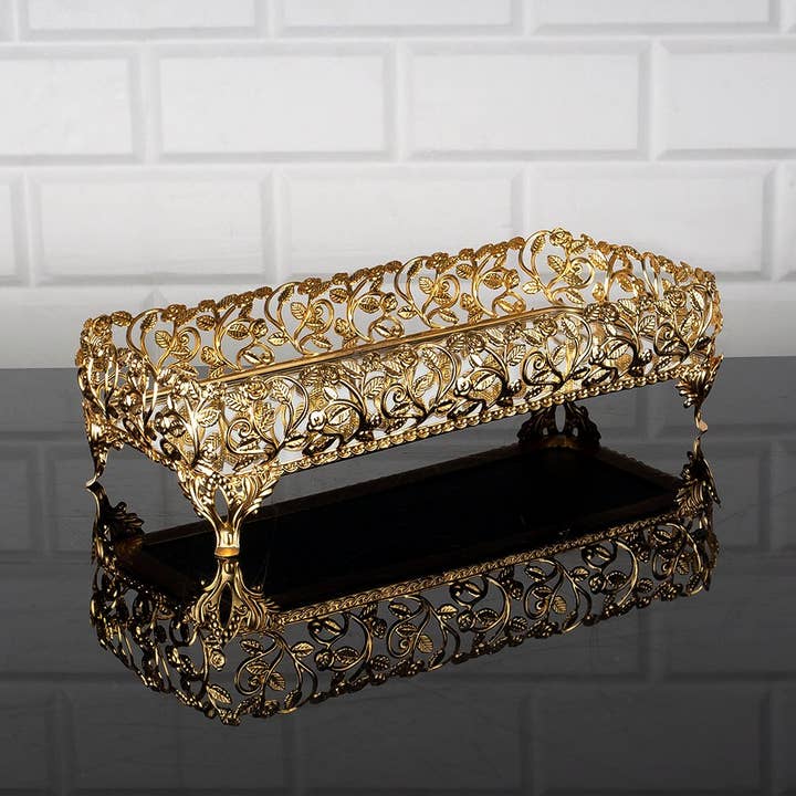 Hakan - Vente Plateaux décoratifs - Plateau miroir en filigrane en métal pour cadeau4