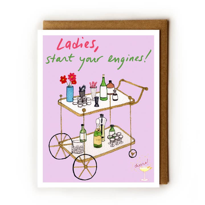 Ladies, Start Your Engines! Blank Card for wholesale by Tamara Garvey Illustration