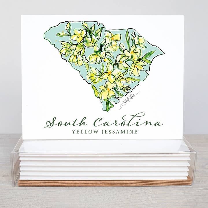 South Carolina Yellow Jessamine State Flower Notecard Set for wholesale by Amanda Klein Co.
