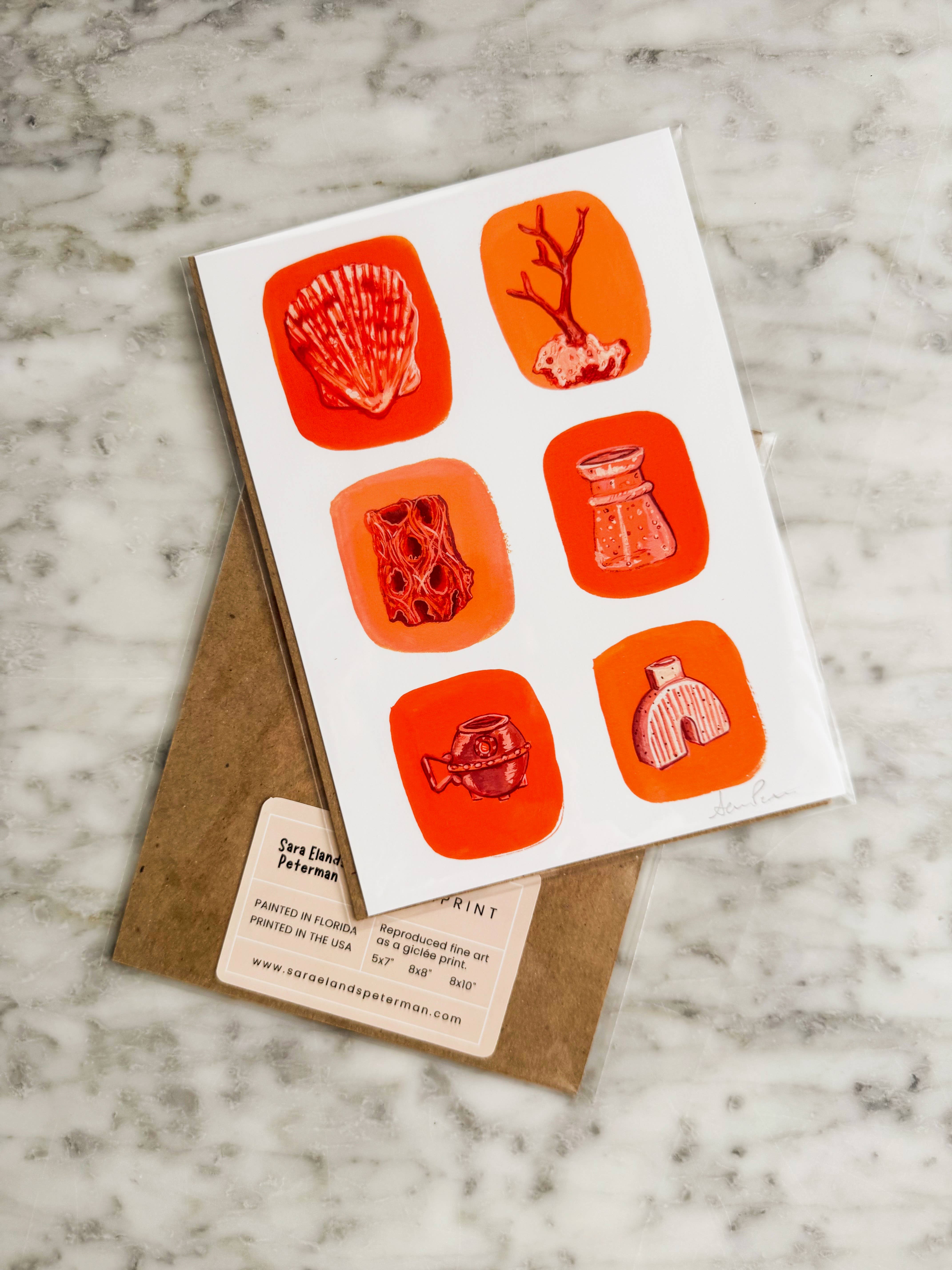 Sara Elands Peterman - Wholesale Art Print - "Orange Treasures" Giclée Print - 5"x7"1