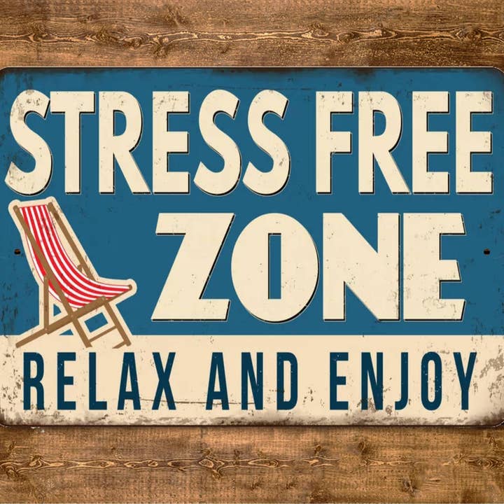 Game Time Prints – wholesale Skylt – Stressfri zon Koppla av och njut av Sign Vintage Style