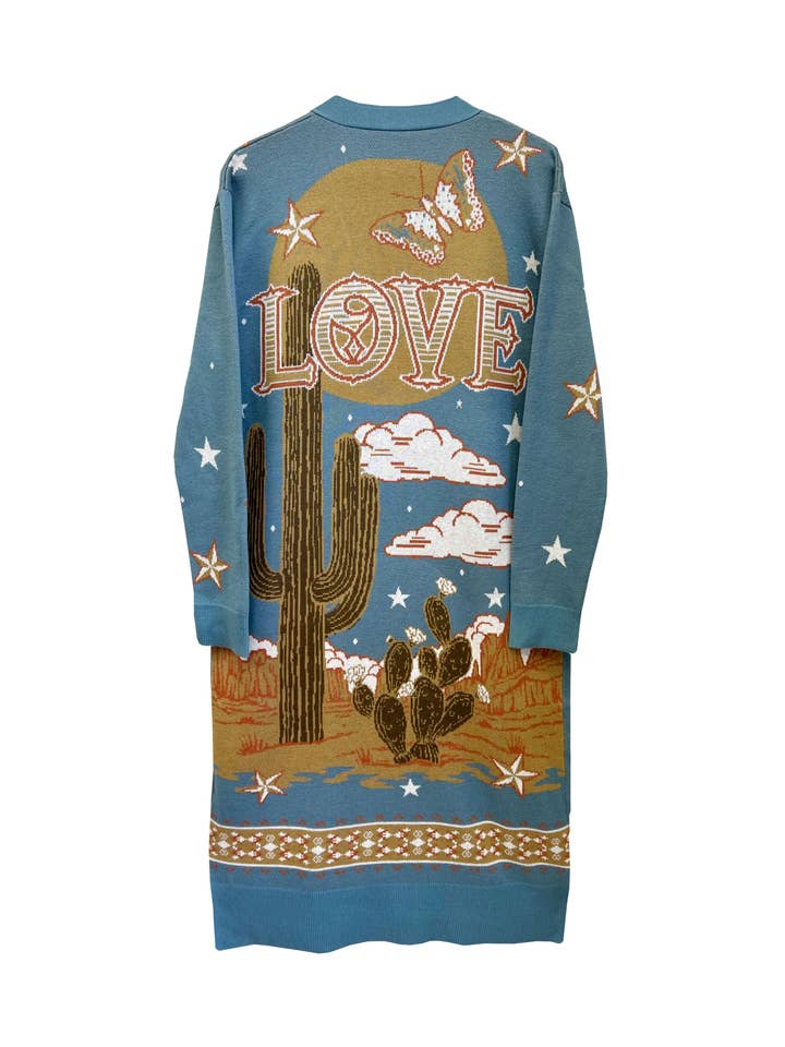 Cardigan long en jacquard Desert Dweller pour la vente par Denim & Bone