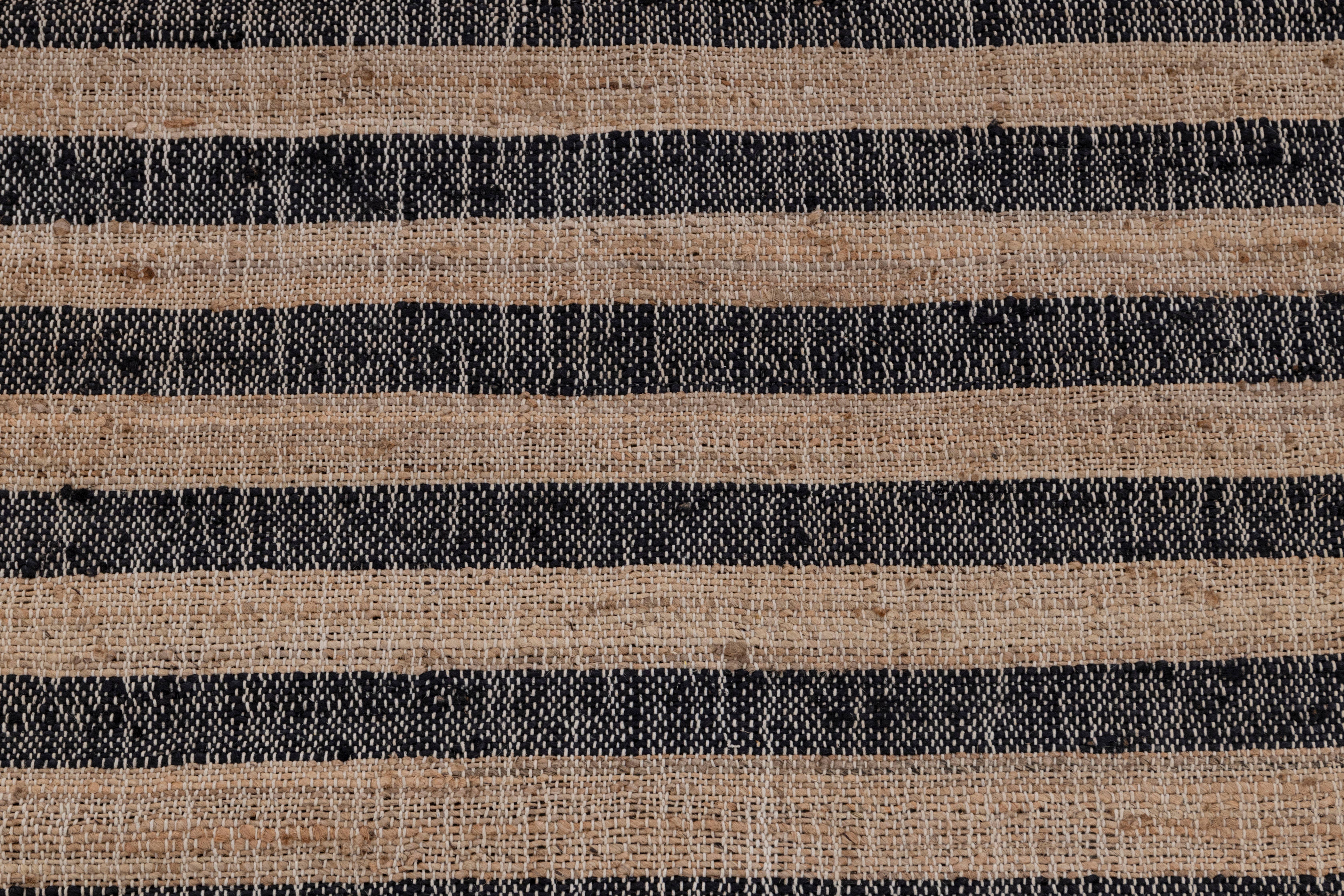 Aesthetic Homes LLC - Wholesale Area Rug - Natural Jute Black HandWoven Geometric Boho Modern Rug TN-593