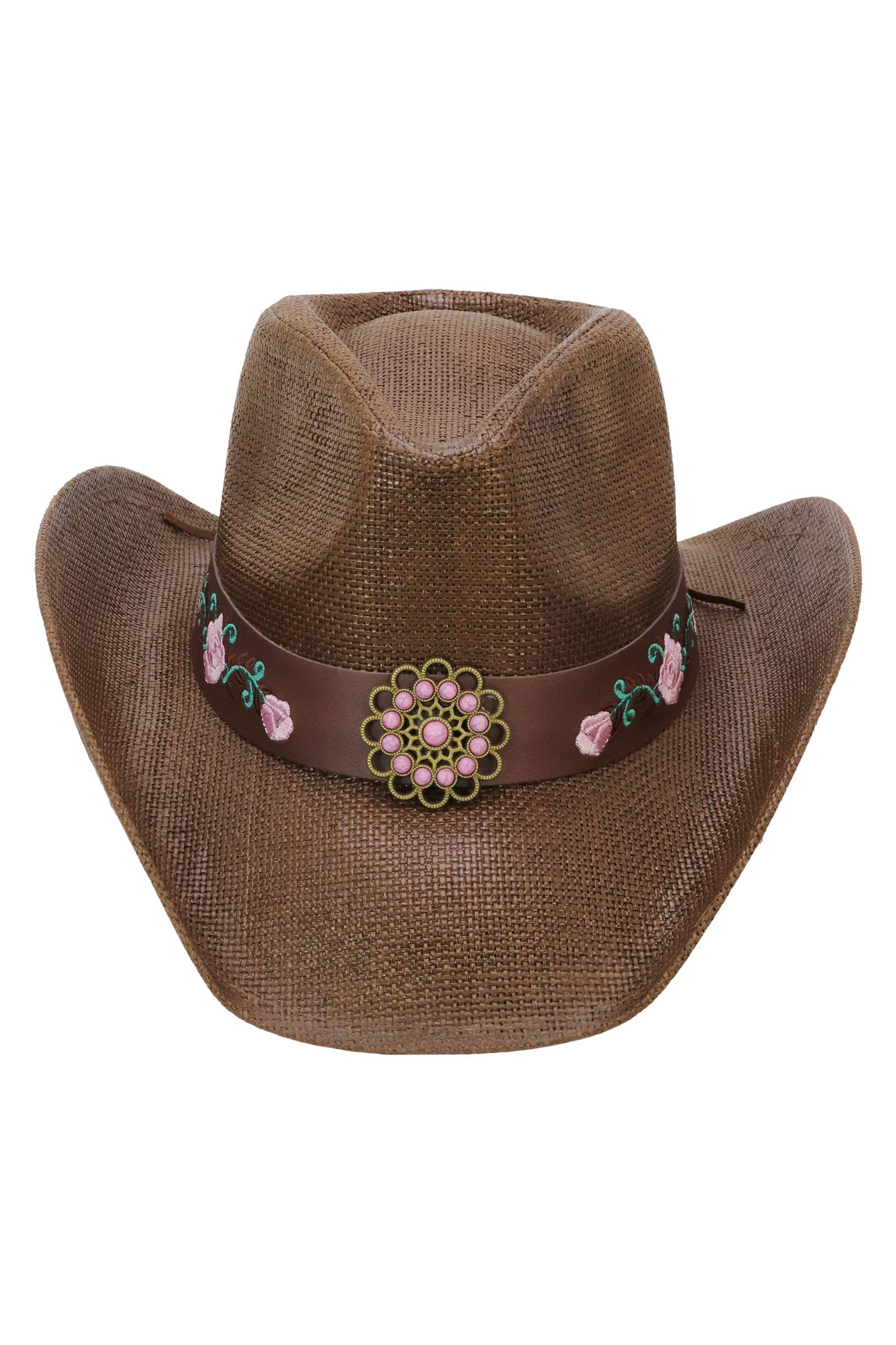 Cap Zone - Wholesale Cowboy Hat - Women's - Pink Rose Concho Belt Embroidered Cowgirl Hat14