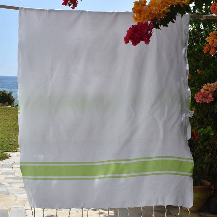 Fouta Tunisia – Großhandel Badetuch – Weiße Fouta mit farbigen Streifen4