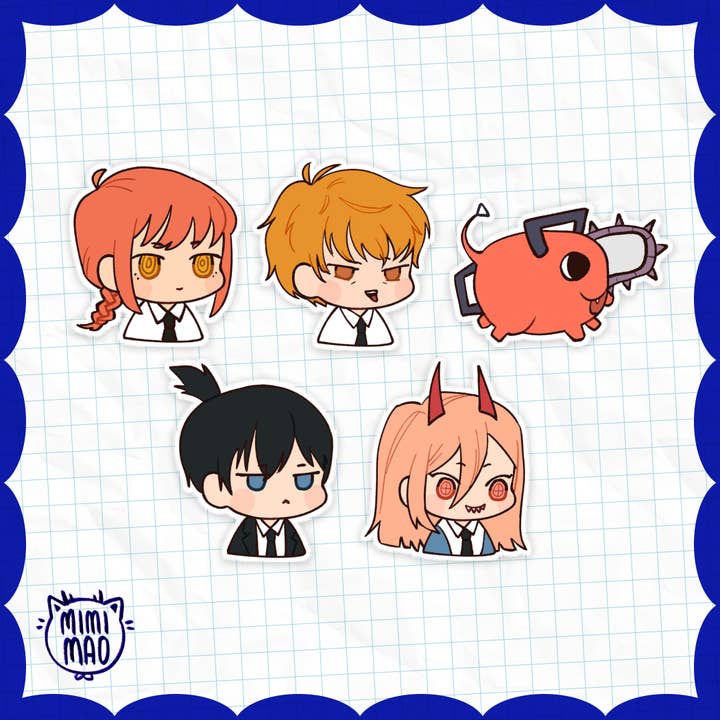 Chainsaw Man Chibi Stickers for wholesale by mimimao