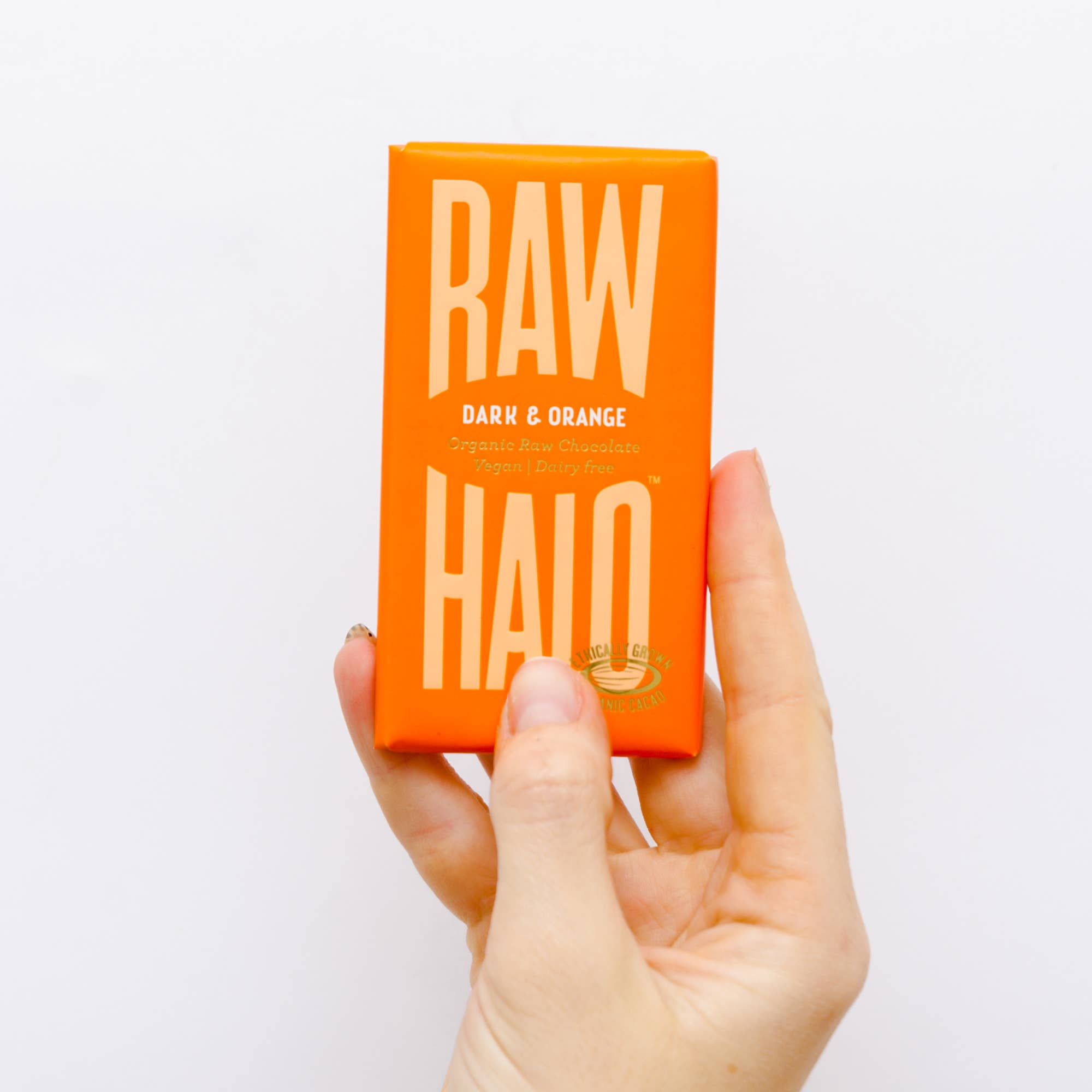Raw Halo – wholesale Chocolate bar – Dark & Orange Organic Vegan Chocolate 35g (Case of 10)
