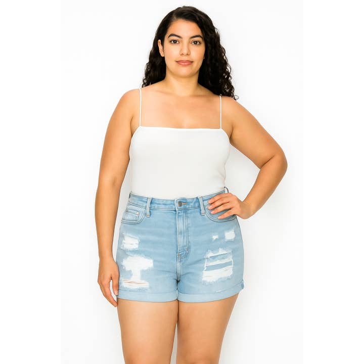 PLUS RIP OG REPARER MOR CUFFED SHORTS JEAN for engroshandel hos Pinkbloom