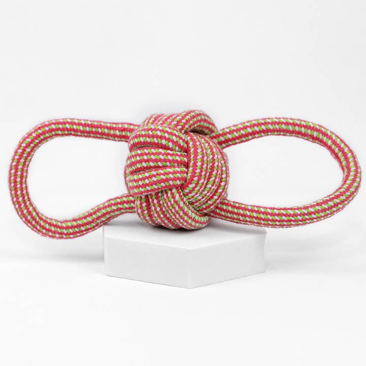 Pink and Green Tug Rope Toys | Handmade| Two Handles for wholesale by Monli Handcrafted Pet Toys