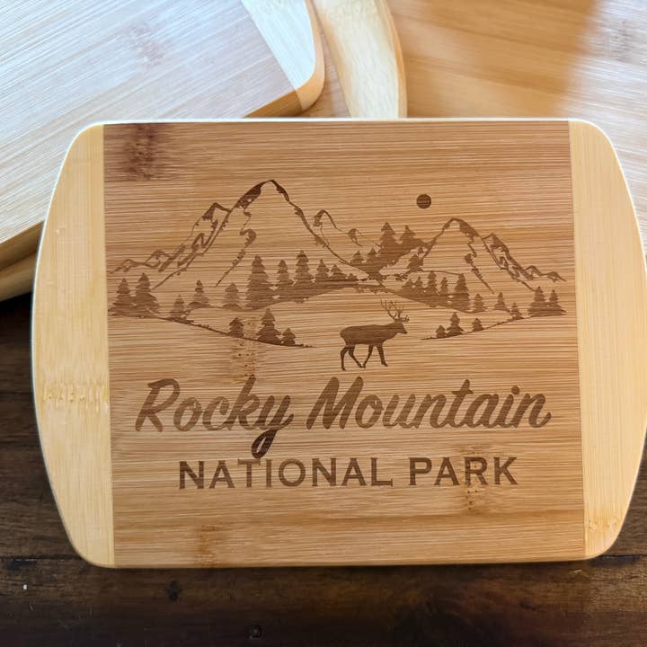 Rocky Mountain Small Bamboo Cutting Board 5.75x8" for wholesale by Parks Art Collection