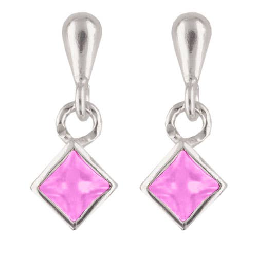 brincos de cristal 5 x 5 mm em prata 925 rosa por atacado de Janusch