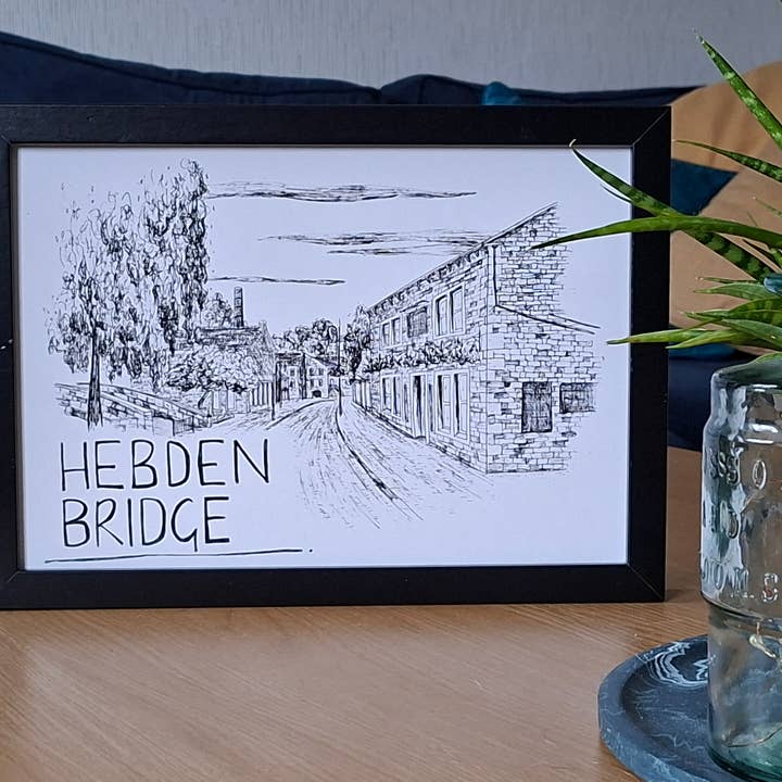 Hebden Bridge Skyline Art Print for wholesale by Christopher Walster