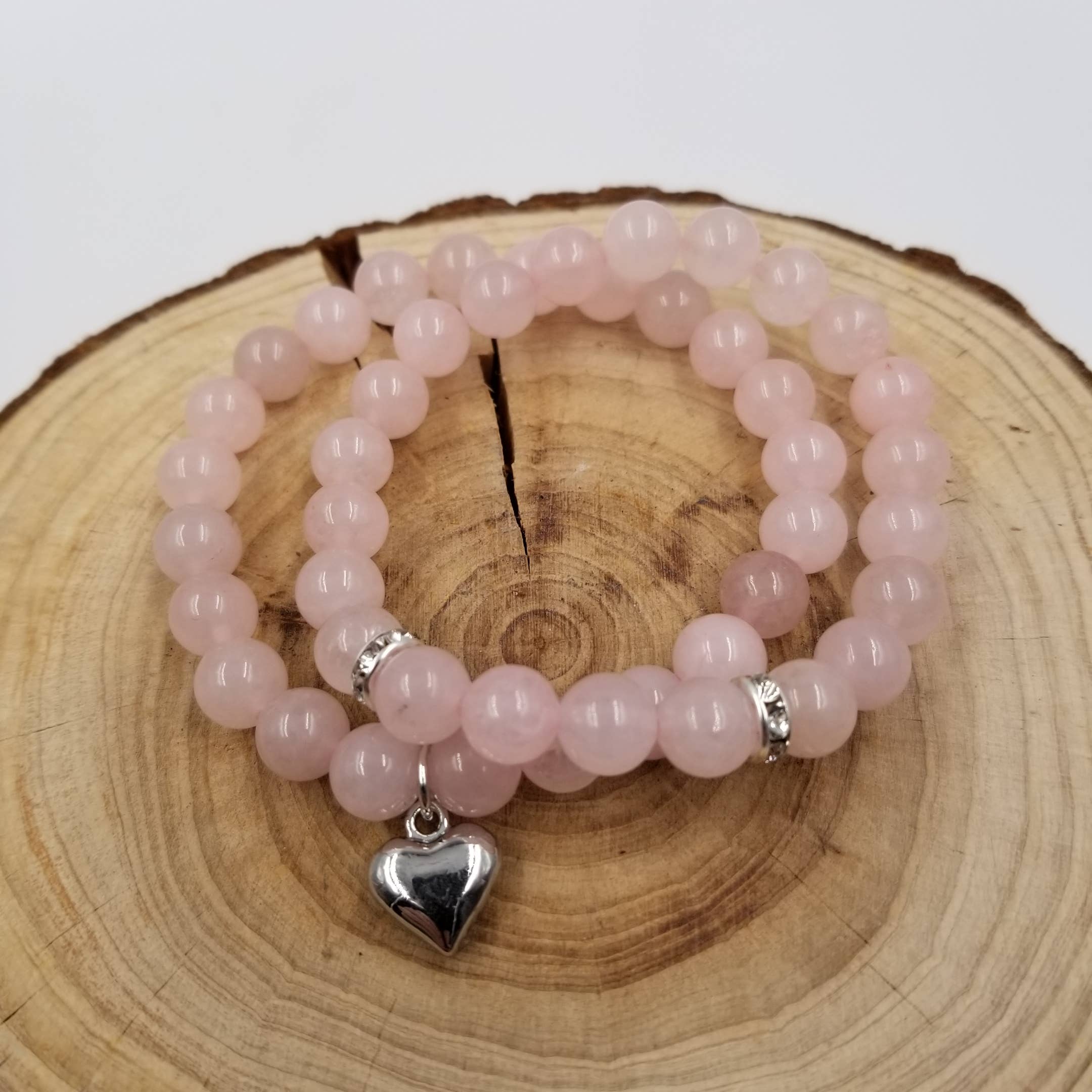 CHAKRA JEWELRY - Wholesale Sieradenset - Natuurlijke roze kristallen hartarmbandset met kaart1