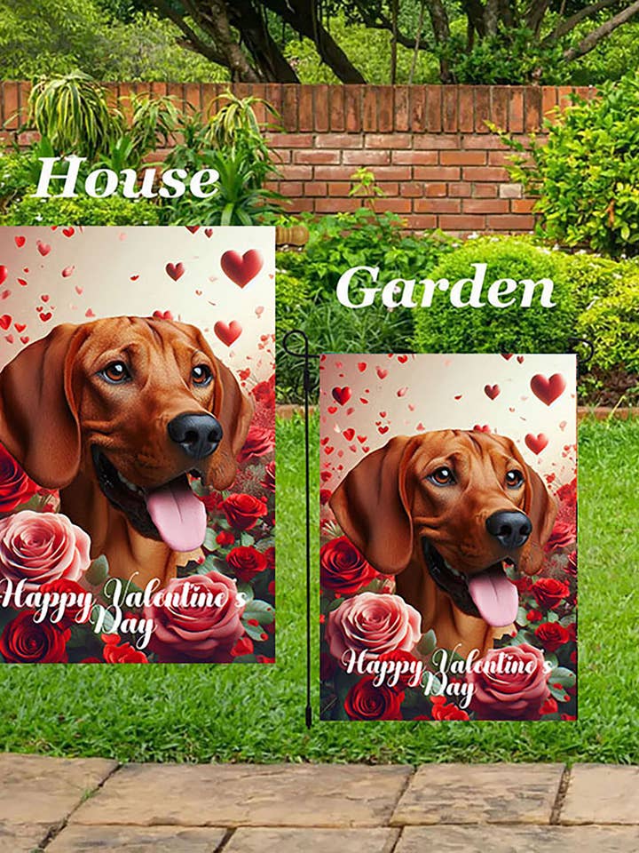 Red Bone Coonhound - Valentine House Flag for wholesale by Best of Breed Products