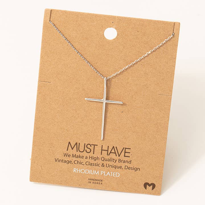 Fame Accessories - Wholesale Pendant/Charm Necklace - Metallic Cross Necklace