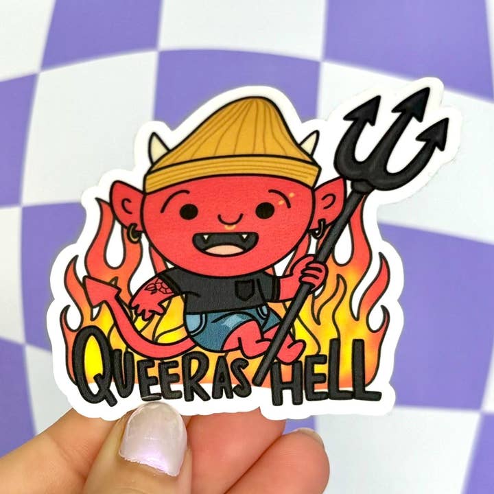 Queer As Hell Sticker for wholesale by Ordinary Joy Studio