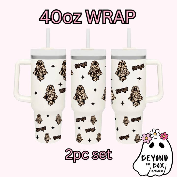 Leopard Ghost 40oz UVDTF 2pc wrap for wholesale by BEYOND THE BOX TRANSFERS